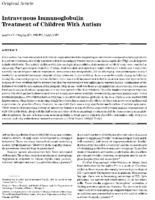 Intravenous immunoglobulin treatment of children with autism